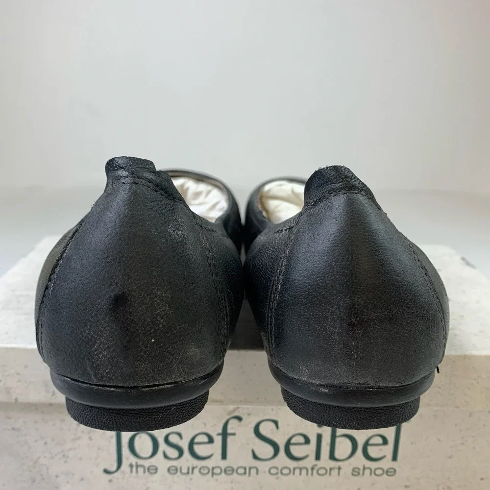 Josef Seibel Women Pippa 9 Ballet Flats Black Perforated Slip-On Shoes Sz 6.5/37
